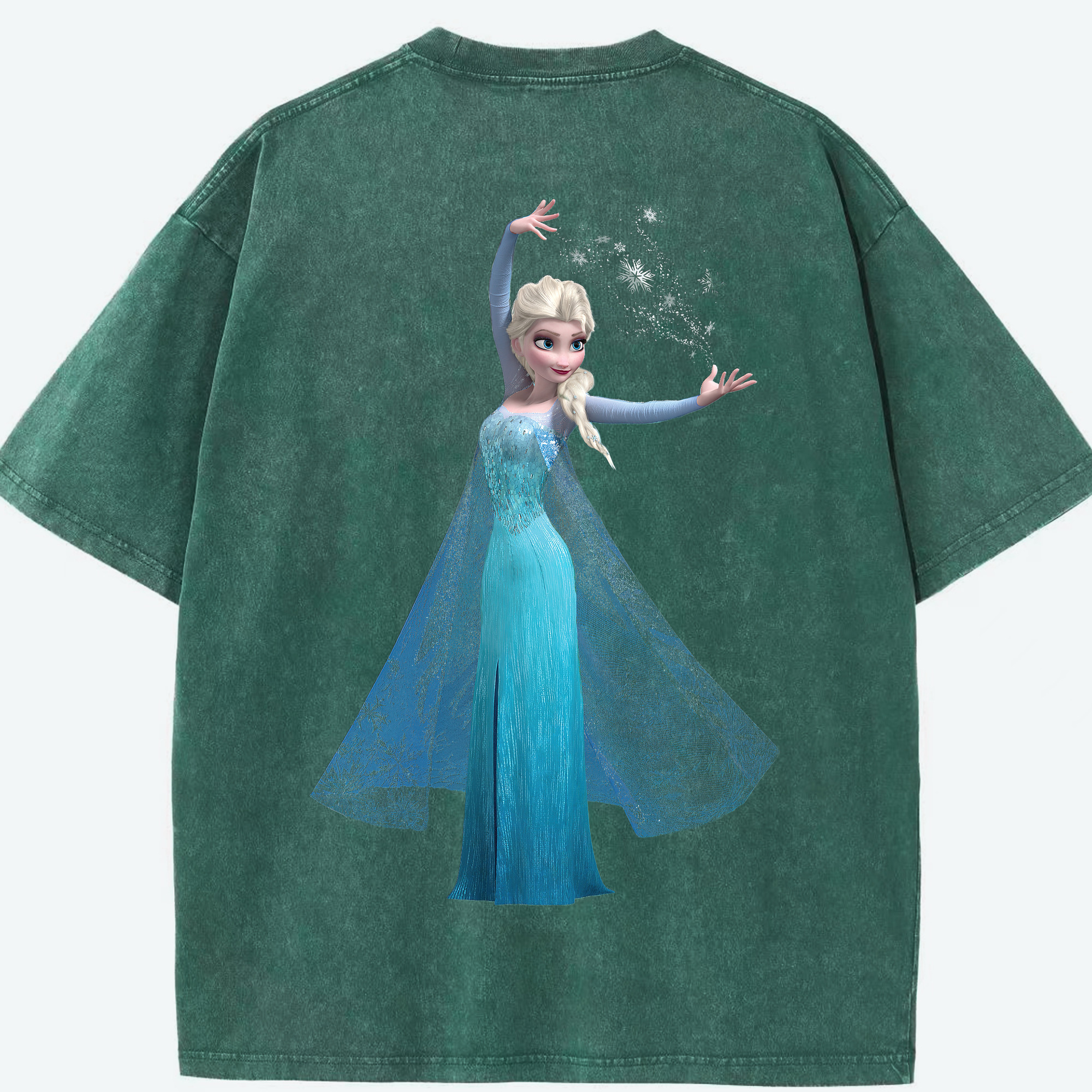 （画像用） アナと雪の女王 アンナ エルサ Frozen Anna Elsa 綿100% ヴィンテージ風 半袖Tシャツ（背面プリント）